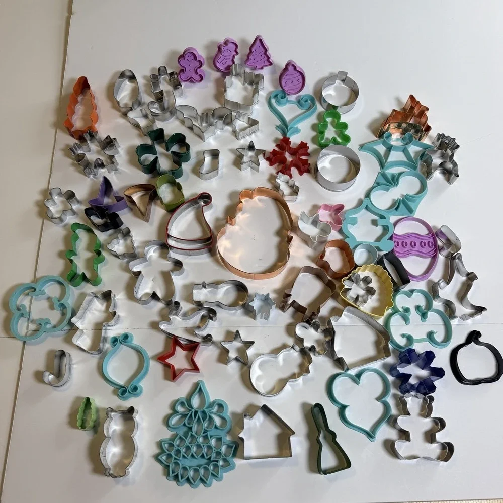 Vintage Cookie Cutters Lot of over 50 Aluminum & Plastic Various Shapes